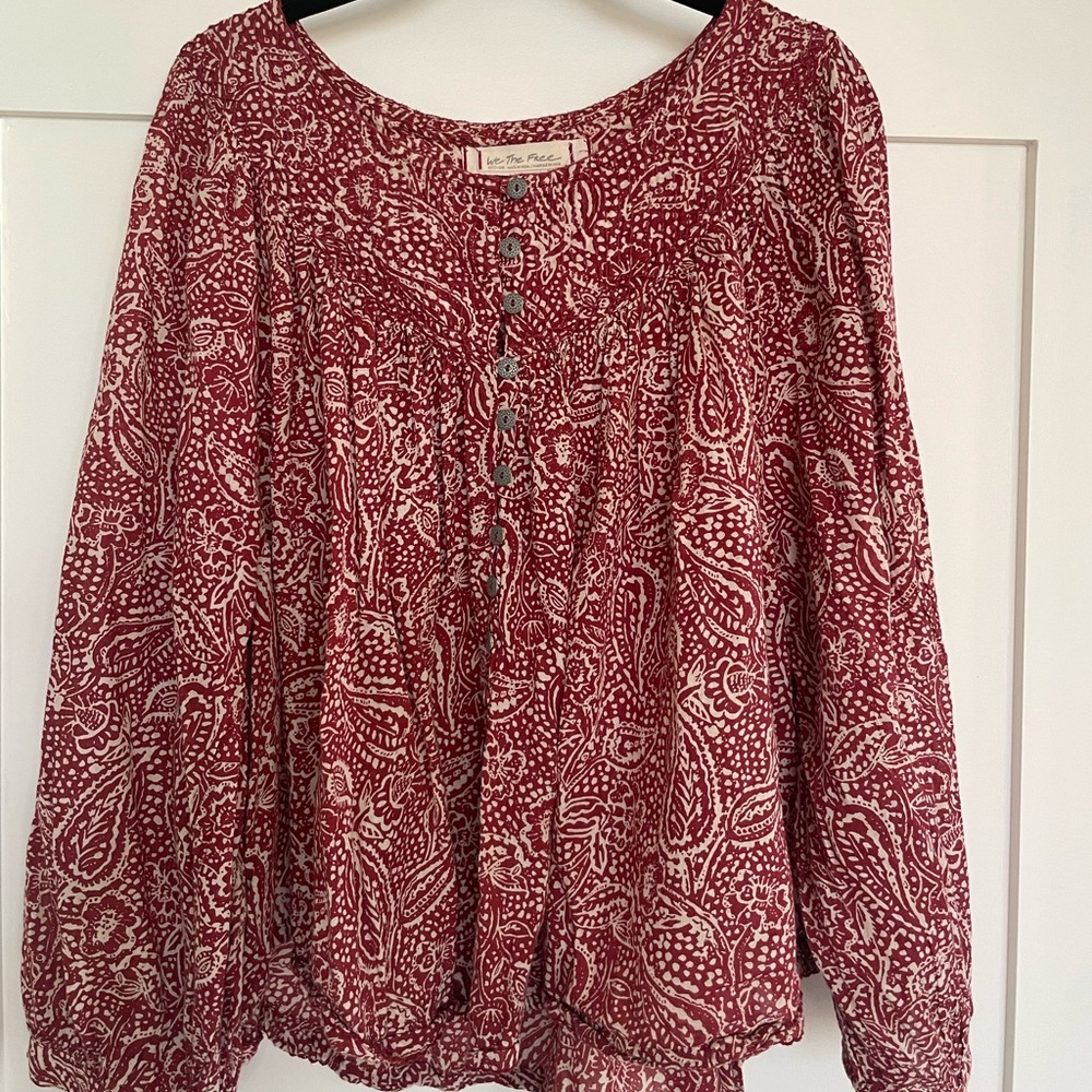 Bohemian blouse in deep red